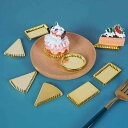 ミニチュアフード DIY フェイクスイーツ ケーキ台座 ゴールド プレート プラスチック製 ドールハウス用 丸型 三角 長方形 デコレーションパーツ(x5)