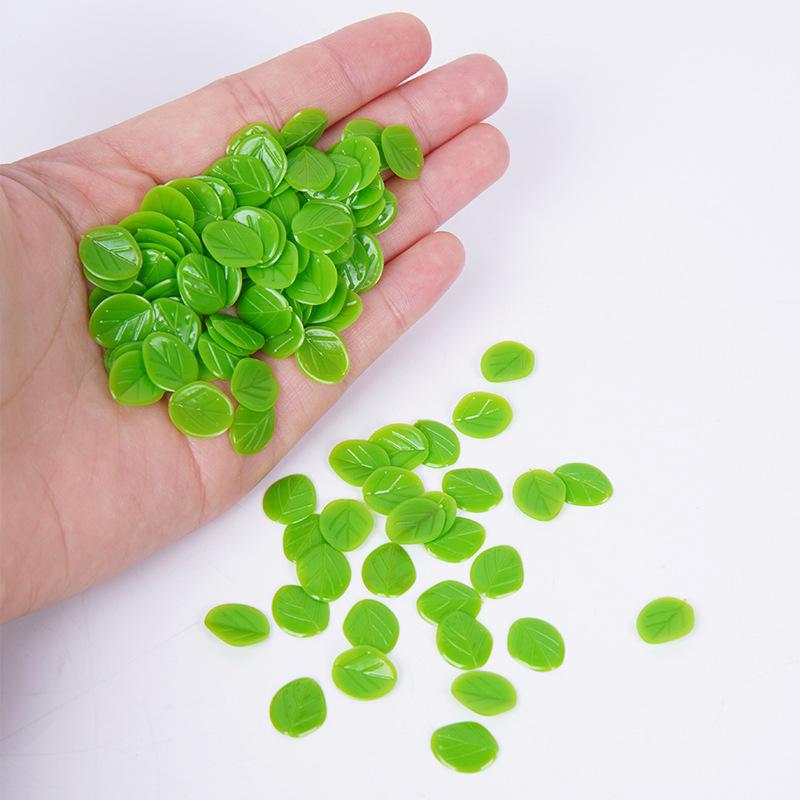 フェイクリーフ ミニチュア 小葉 ミントリーフ PVC製 ソフトラバー 手作り デザート ドリンク 飾り付け キッチン デコレーションパーツ(x2)