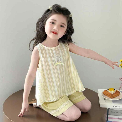 セットアップ 女の子 キッズ ベビー 夏服 タンクトップ ショートパンツ 2点セット 薄手 柔らかい ノースリーブ おしゃれ 韓国風 綿混 通園 通学 普段着 カジュアル セットアップ 女の子 キッズ ベビー 夏服 タンクトップ ショートパンツ 2点セット 薄手 柔らかい ノースリーブ おしゃれ 韓国風 綿混 通園 通学 普段着 カジュアル