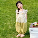 キッズ 女の子 セットアップ 花柄 透かし編み キャミソール ショートパンツ 2点セット 夏服 韓国風 かわいい おしゃれ 薄手 綿混 ソフトタッチ 涼しい 子...