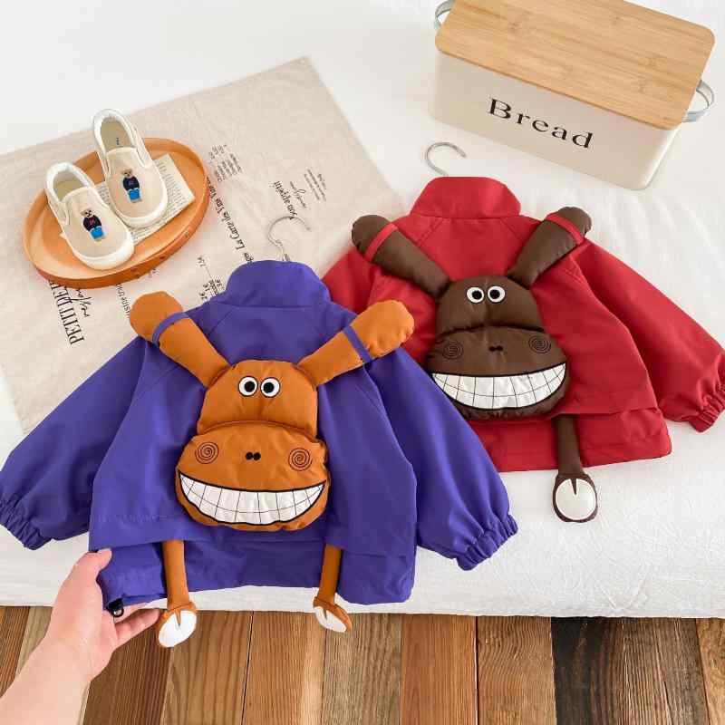 キッズ 男の子 立体 キャラクター かわいい ジャケット アウター 立ち襟 ジップアップ 長袖 春秋 柔ら..