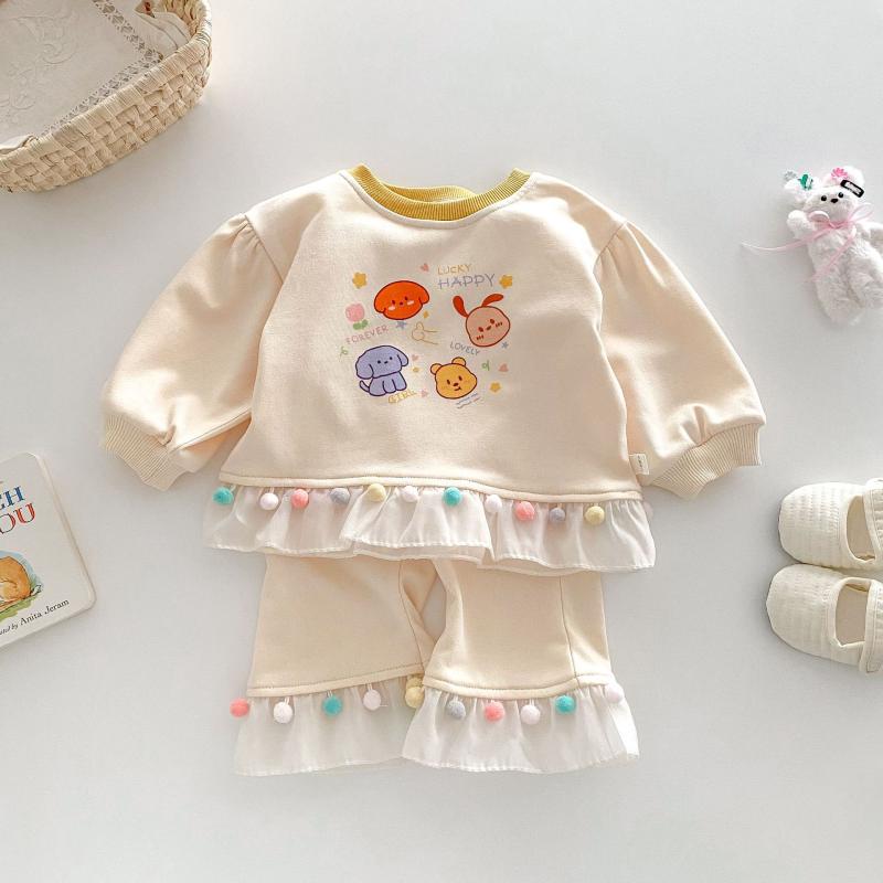 キッズ セットアップ 男女兼用 カートゥーン スウェット カラフルボール柄 カジュアルパンツ 上下セッ..