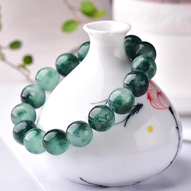 ブレスレット 男女兼用 天然 苔瑪瑙 氷種 飄花 グリーン 高品質 一連 珠 数珠 天然石 パワーストーン 開運 上品 おしゃれ シンプル カジュアル ギフト ...
