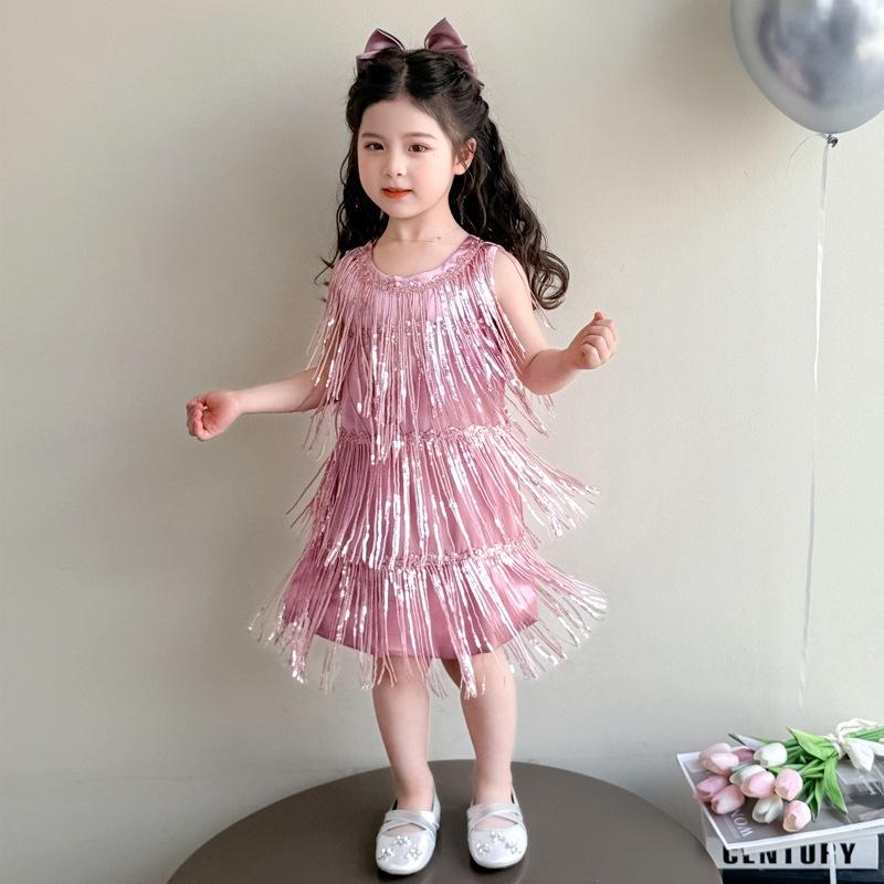 ワンピース 女の子 キッズ ノースリーブ タッセル プリンセスドレス 誕生日 発表会 リゾート フォーマ..