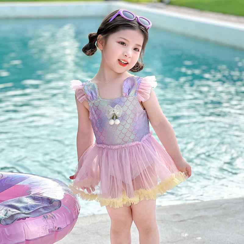 ワンピース水着 女の子 子供用 チュールスカート付き 帽子付き プリンセス風 おしゃれ かわいい 海 温泉 プール ビーチ キャラクター柄 春夏 3歳-8歳 100-140cm