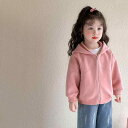 パーカー 女の子 キッズ 子供服 ベビー ジップアップ フード付き 長袖 無地 カジュアル 綿混 ソフトな肌触り 韓国ファッション ショート丈 春秋