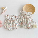 ワンピース 女の子 ベビー キッズ 綿素材 花柄 刺繡 くま プリンセス風 Aライン 春夏 子供服 かわいい おしゃれ お出かけ 通園 発表会