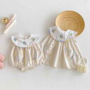 ワンピース 女の子 ベビー キッズ ストライプ柄 チェック柄 刺繍 ヨット柄 半袖 バルーンスカート 韓国子供服 夏物 綿 普段着 お出かけ カジュアル かわいい おしゃれ