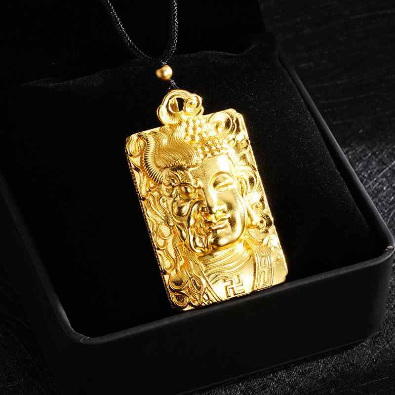 ネックレス 男女兼用 金メッキ 銅製 電気メッキ加工 一念仏魔モチーフ ロングネックレス 高級感 レトロ..