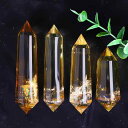 天然石 黄水晶 シトリン ウォーゲル ダブルポイント 24面カット 多面クリスタル ヨガ ヒーリング 瞑想 ペンデュラム パワーストーン 開運 金運 インテリア 置物