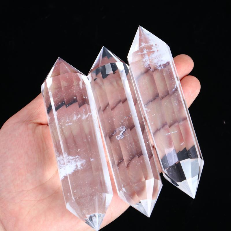 水晶 ヴォーゲル ダブルポイント 溶錬白水晶 12面カット 13cm 風水 ヨガ 瞑想 ヒーリングペンデュラム パワーストーン ジオメトリー インテリア置物 ギ...