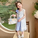 キッズ 女の子 ガールズ ベビー 透かし編み 薄手 夏物 綿混 プリンセス風 韓国風 おしゃれ かわいい セットアップ 上下セット 9分丈パンツ 青色