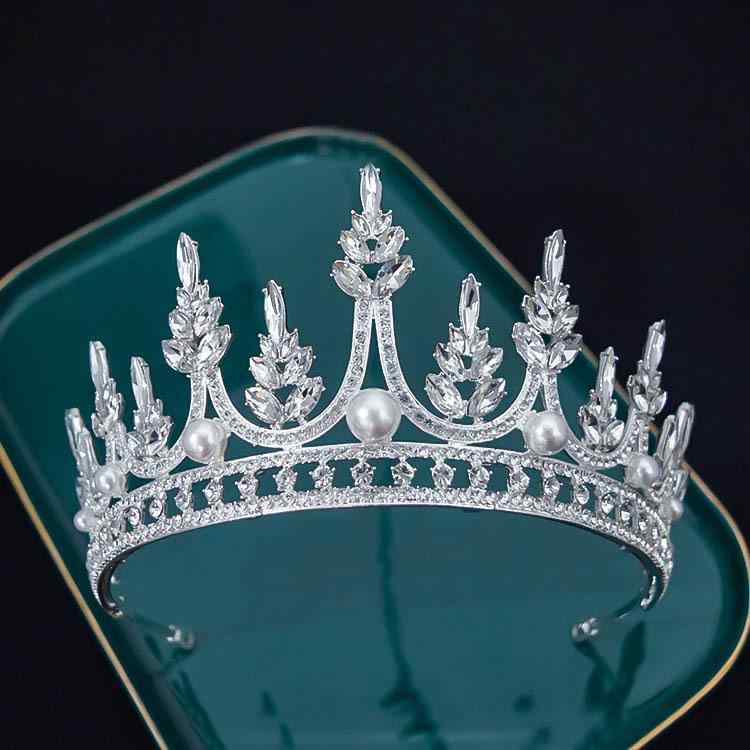 ヘッドドレス レディース 結婚式 ウェディング ブライダル 花嫁 前撮り ロケーションフォト バロック プリンセス ヨーロピアン 韓国風 クラウン ティアラ ラインストーン パール フラワー(x2)
