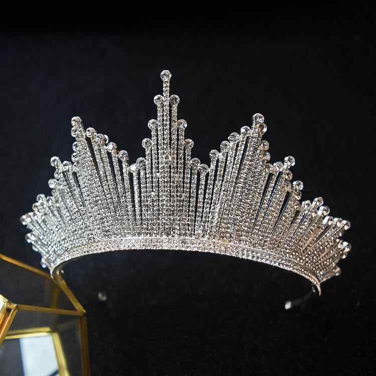 ヘッドドレス レディース ウェディング 結婚式 ティアラ ラインストーン キラキラ輝く 豪華 クイーン プリンセス パーティー 誕生日 記念日 撮影 アクセサリー シルバー ゴールド 合金製 電気メッキ