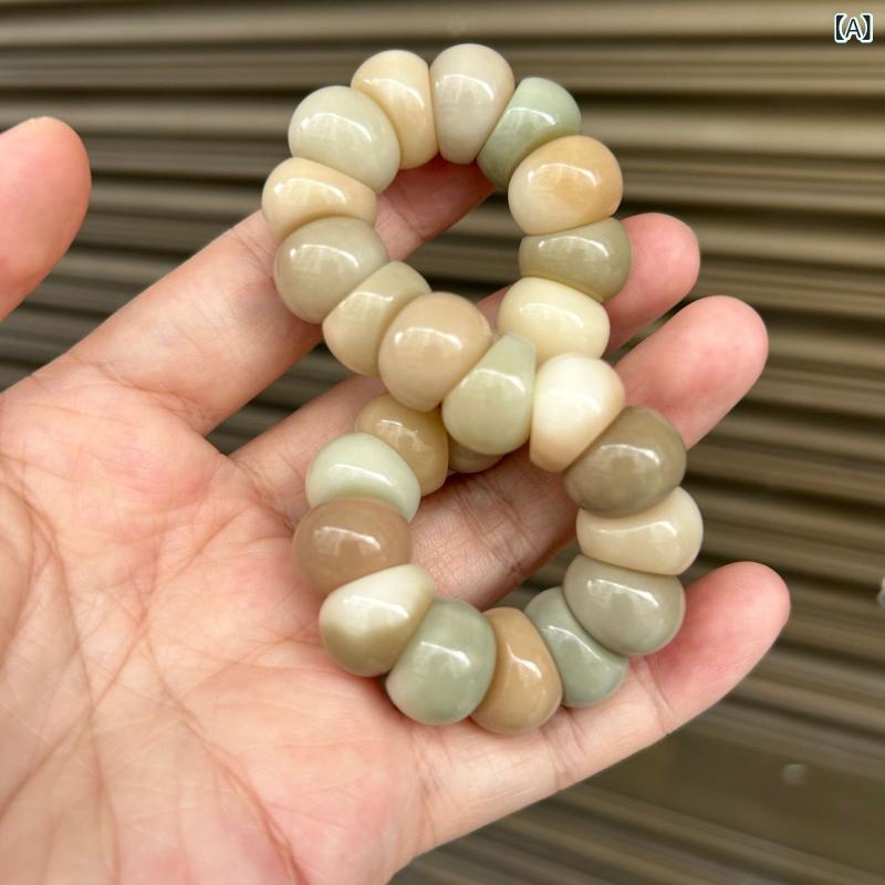 ブレスレット メンズ 菩提根 オイル加工 艶やかな光沢 14mm 大粒 個性的フォルム ...
