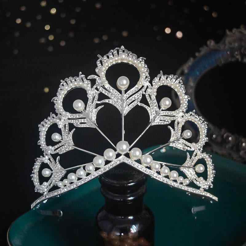 クラウン レディース 花嫁 ウェディング ブライダル 結婚式 披露宴 パーティー 舞台 発表会 欧風 きらめく ジルコニア パール ラインストーン 上品 エレガ...