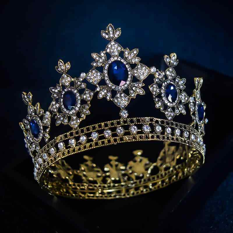 ティアラ レディース 花嫁 ウェディングクラウン ラウンド型 シンプル 上品 結婚式 ブライダル 披露宴 発表会 舞台 前撮り 電気メッキ加工 ラインストーン クリスタルガラス 合金製 キラキラ レッド シャンパンゴールド