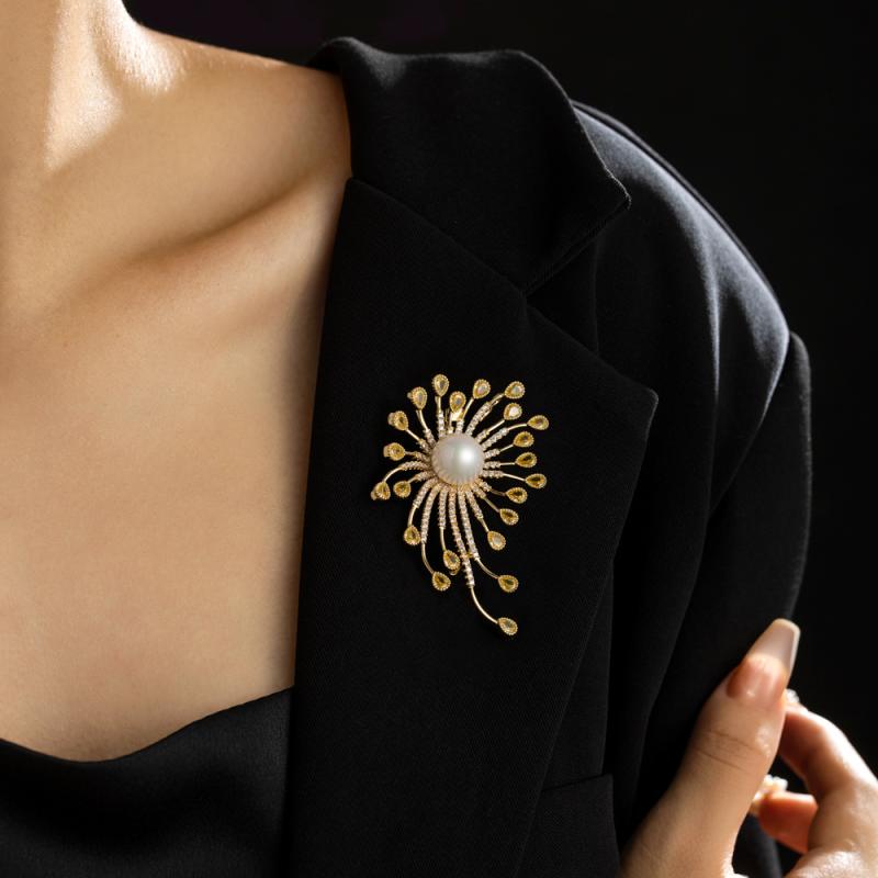 ブローチ レディース 高級感 花火 フラワー ジルコニア 華やか 上品 個性的 スーツ コート ドレス フォーマル パーティー 結婚式 発表会 イベント 通勤 ...