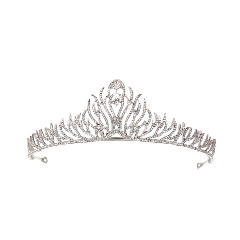 ヘアアクセサリー レディース 韓国風 高級感 花嫁 結婚式 プリンセス クラウン ティアラ 羽毛 ジルコニア ゴールド 髪飾り ウェディングドレス 発表会 パー...