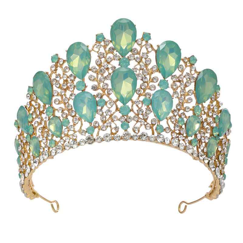 ヘッドドレス レディース 豪華 大ぶり クリスタル ゴールド 王冠 欧風 バロック風 結婚式 ウェディング ブライダル 披露宴 誕生日 バースデー プリンセス ティアラ 髪飾り