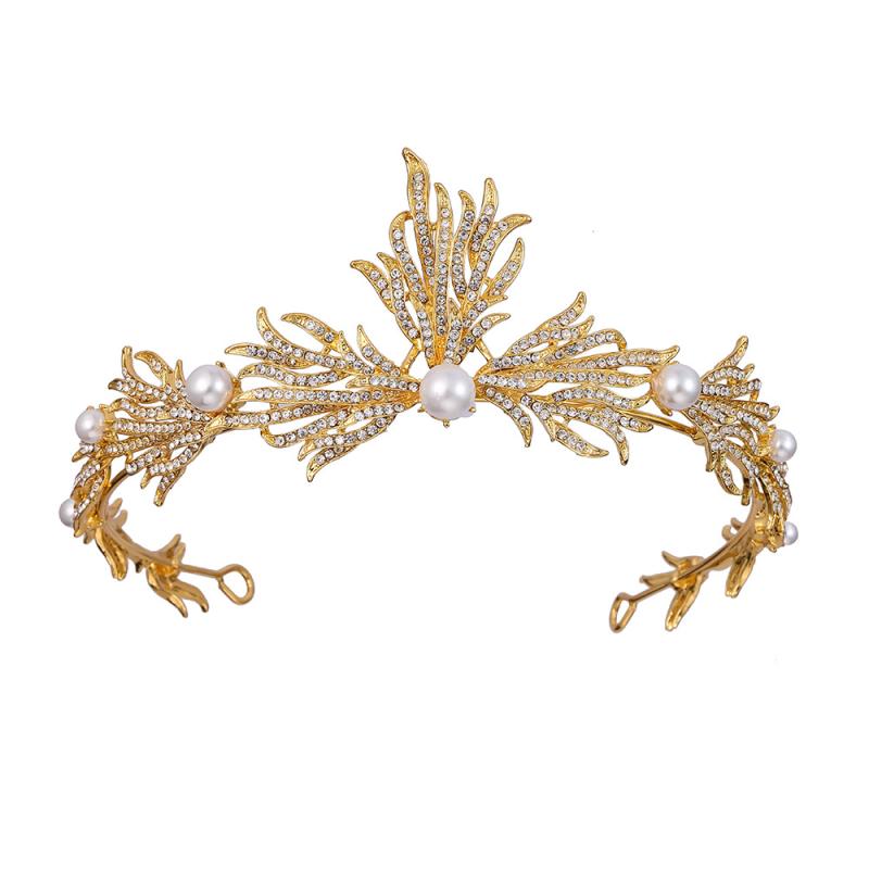 ティアラ レディース ゴールド 合金製 電気メッキ加工 豪華 クリスタル ホワイトジルコニア 欧米風 結婚式 誕生日 ブライダル ウェディング プリンセス 女王...