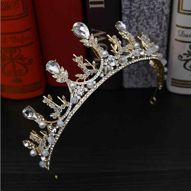 ヘッドドレス レディース ブライダル ウェディング 花嫁 韓国風 手作りビーズ パール ジルコニア装飾 電気メッキ加工 プリンセス クラウン ティアラ 王冠 結婚式 髪飾り