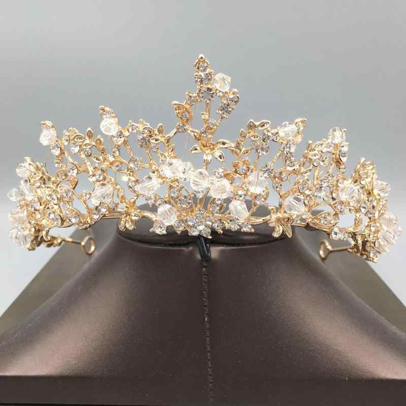 ハンドメイド 電気メッキ加工 ティアラ レディース キッズ 花嫁 結婚式 ブライダル ヘッドドレス 韓国風 ビーズ クラウン 誕生日 発表会 エレガント 合金製