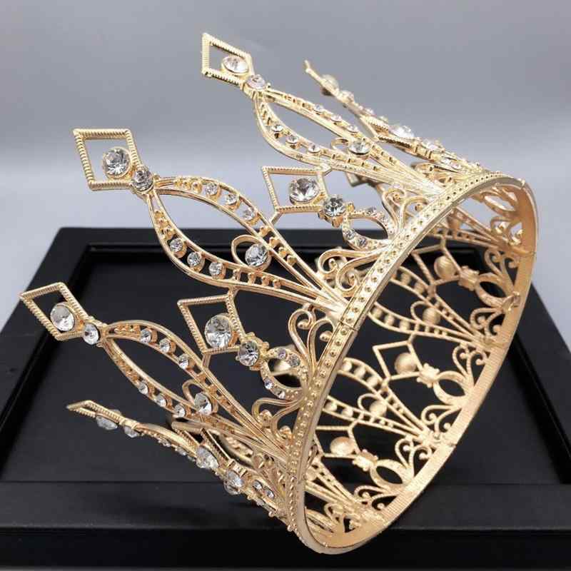 ヘッドドレス レディース 18歳 成人式 結婚式 ウェディング 誕生日 パーティー ヨーロピアン フルサークル ラインストーン ティアラ 王冠 合金製 ゴールド...