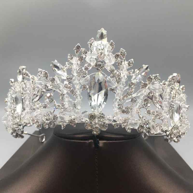 ティアラ レディース 華やか エレガント 韓国風 ブライダル ウェディング 髪飾り ヘッドドレス 結婚式 披露宴 パーティー 成人式 誕生日 プリンセス クラウン シルバー 電気メッキ加工 合金製(x2)