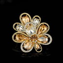 ブローチ レディース 高級感 エレガント レトロ クリスタル 花びら フラワーデザイン クラシック 気品 スイート アクセサリー 銅製 電気メッキ加工 通勤スタイル 春夏