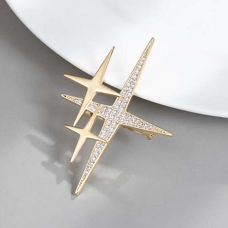 ブローチ ユニセックス スター 星形 ジルコニア おしゃれ トレンド 上品 普段使い フォーマル スーツ コート ジャケット バッグ アクセント 銅製