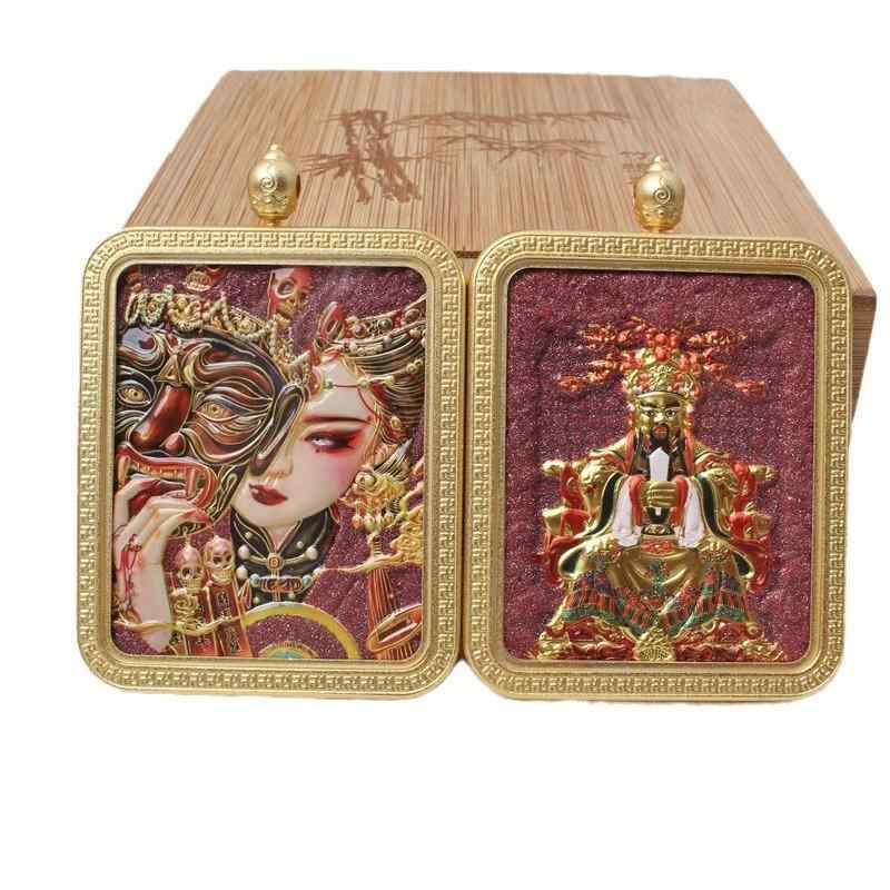 ネックレス チベット仏教 五爺 扎基拉姆 前世今生 両面 タンカ ペンダント 朱砂製 研磨加工 開運 お守り 高級感(4)