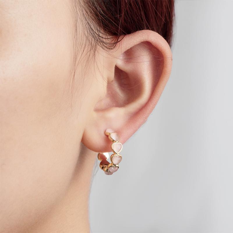 楽天モズラボピアス レディース ファッション 軽量 高級感 猫目石 ハート 立体 エレガント 上品 銅製 電気メッキ加工 スタッドピアス 新商品 万能 通勤用 イヤリング