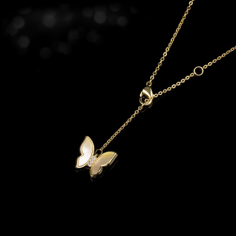 ネックレス レディース シェル バタフライ タッセル 銅製 電気メッキ加工 O字チェーン 鎖骨チェーン 上..