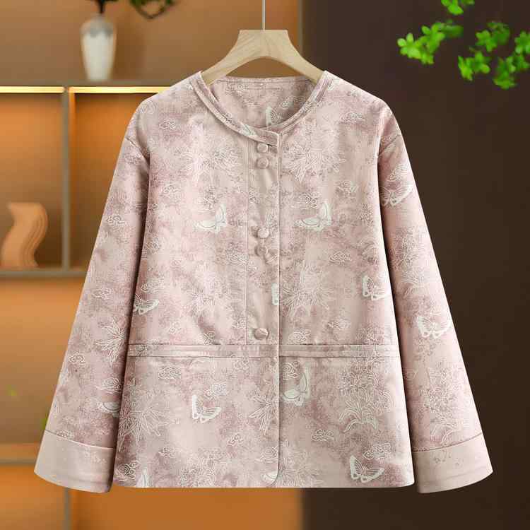 カーディガン レディース ミセス 新中華風 上品 エレガント 花柄 ゆったり 春秋 アウター ポケット付き..