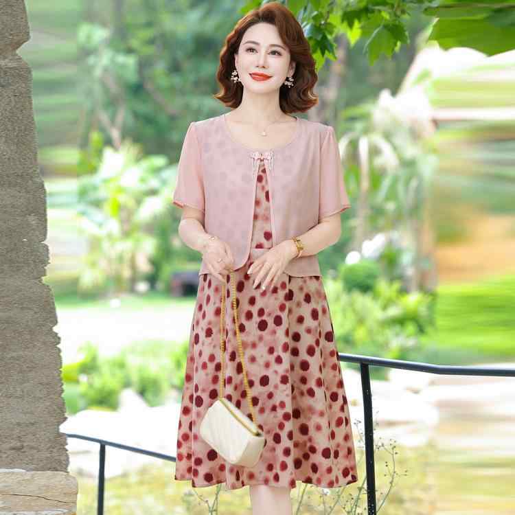 ワンピース レディース ミセス 若見え 上品 エレガント きれいめ 重ね着風 切り替え 通勤 オフィス カジュアル ロング丈 ポリエステル ピンク オリーブ