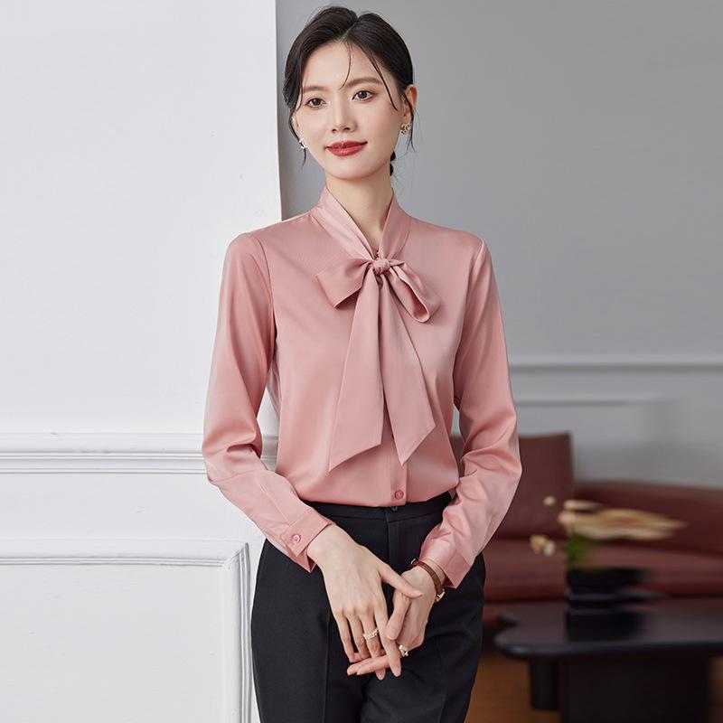 ブラウス レディース 長袖 リボン ボウタイ 通勤 オフィス ビジネス フォーマル 面接 リクルート スー..