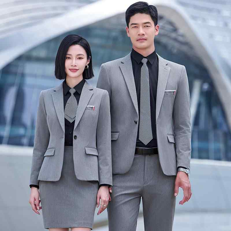 スーツ 男女兼用 シングルボタン ビジネス フォーマル オフィス 制服 ワークユニフォーム セットアップ..
