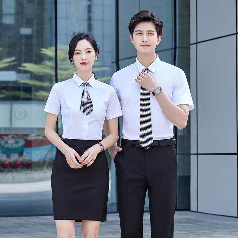 シャツ 男女兼用 半袖 ノーアイロン シワになりにくい ビジネス オフィス 制服 作業服 通勤用 竹繊維素..