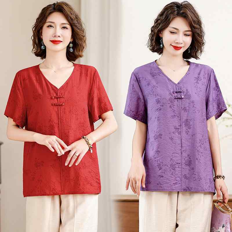 Tシャツ レディース 大きいサイズ 体型カバー 半袖 ゆったり 薄手 ミセス 春夏 花柄 上品 カジュアル トップス