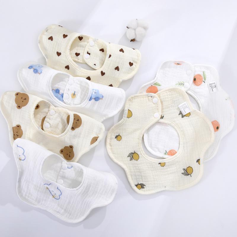 スタイ ベビー よだれかけ 食事エプロン 子供用 綿100% ガーゼ 吸水性 吐き戻し防止 新生児 夏用 かわいい キャラクター柄 男女兼用 安全基準A類(x2)