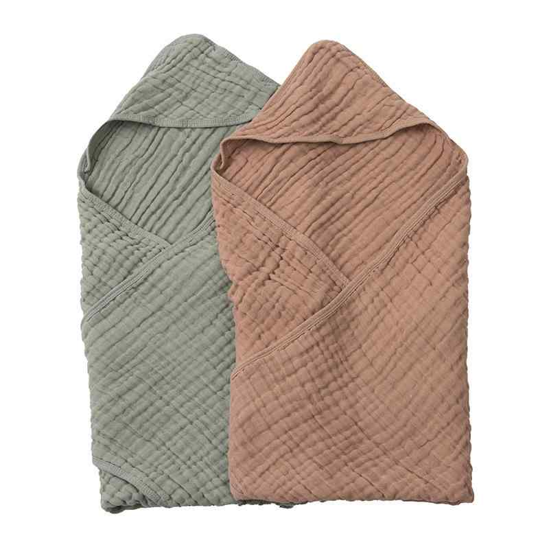 ベビー おくるみ 新生児 フード付き バスタオル 純綿100% ガーゼ 吸水速乾 無地 オールシーズン 安全基準Aクラス 大判 肌触り 優しい