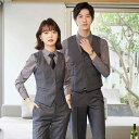 ベスト 男女兼用 シングルブレスト 多ボタン オフィス ビジネス 事務服 ホテル 銀行 接客業 制服 ユニフォーム スーツベスト ジレ セットアップ フォーマル 上品 きれいめ 紺 黒 グレー ポリエステル オールシーズン