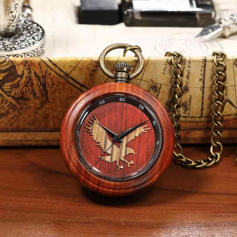 懐中時計 メンズ レディース ユニセックス クォーツ式 黒檀 木製 大型 ローマ数字 レトロモダン デザイン アナログ表示 ファッション小物 ポケットウォッチ ...