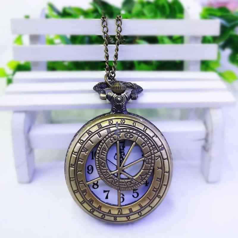 懐中時計 メンズ クォーツ フタ付き レトロ アンティーク調 ネックレス型 ビッグフェイス 大型文字盤 ..