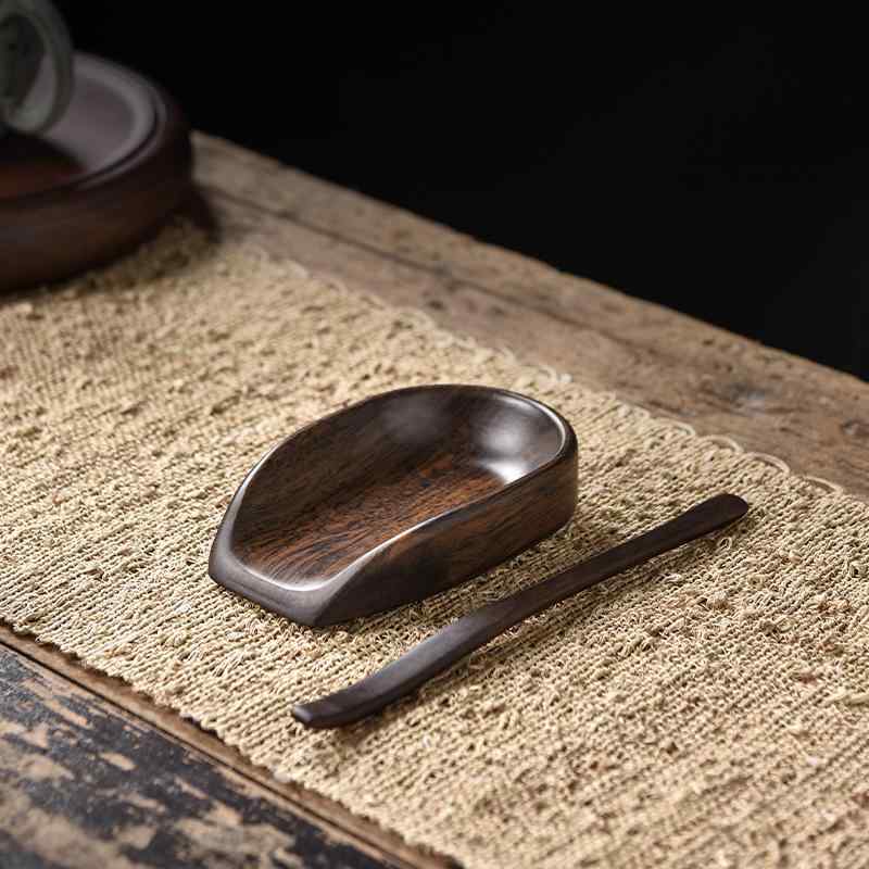 茶匙 黒檀 木製 純錫 茶則 茶杓 茶撥 茶具 アクセサリー 功夫茶道具 茶道 六君子 醒茶荷 鑑賞 新中華風 弧形 船型 荷花 佛山(x2)