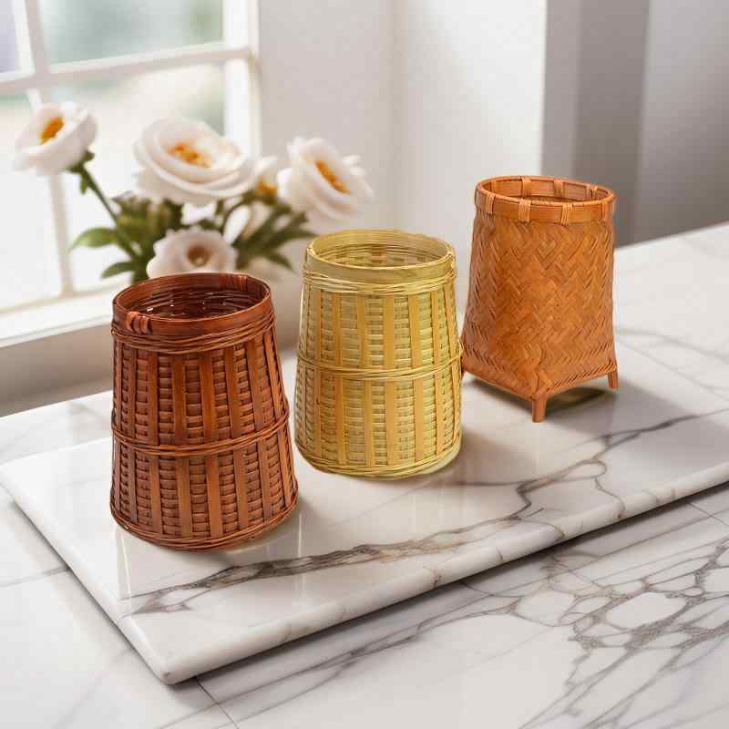 竹製 収納筒 ペン立て 茶道具 文房具 小物入れ 書斎 茶室 卓上収納 デスクオーガナイザー 和モダン お..