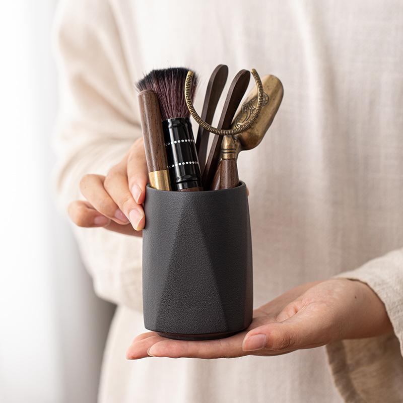 茶道具 六君子セット 陶磁器製 レトロモダン 中国茶器 ティーツール 茶匙 茶挟 茶ナイフ 茶さじ 墨色 ..