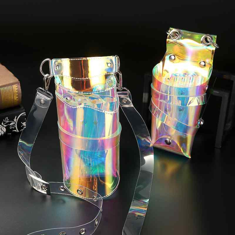 シザーバッグ ホログラフィック 透明 クリア 美容師用 プロ用 ウエストポーチ 斜め掛け 7本収納 多機能..