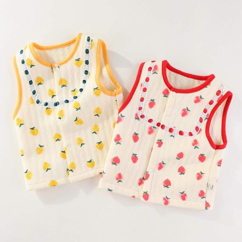 ベスト ベビー 新生児 男の子 女の子 あったか 中綿入り 厚手 綿100% コットン100% A類 春秋 冬 前開き..